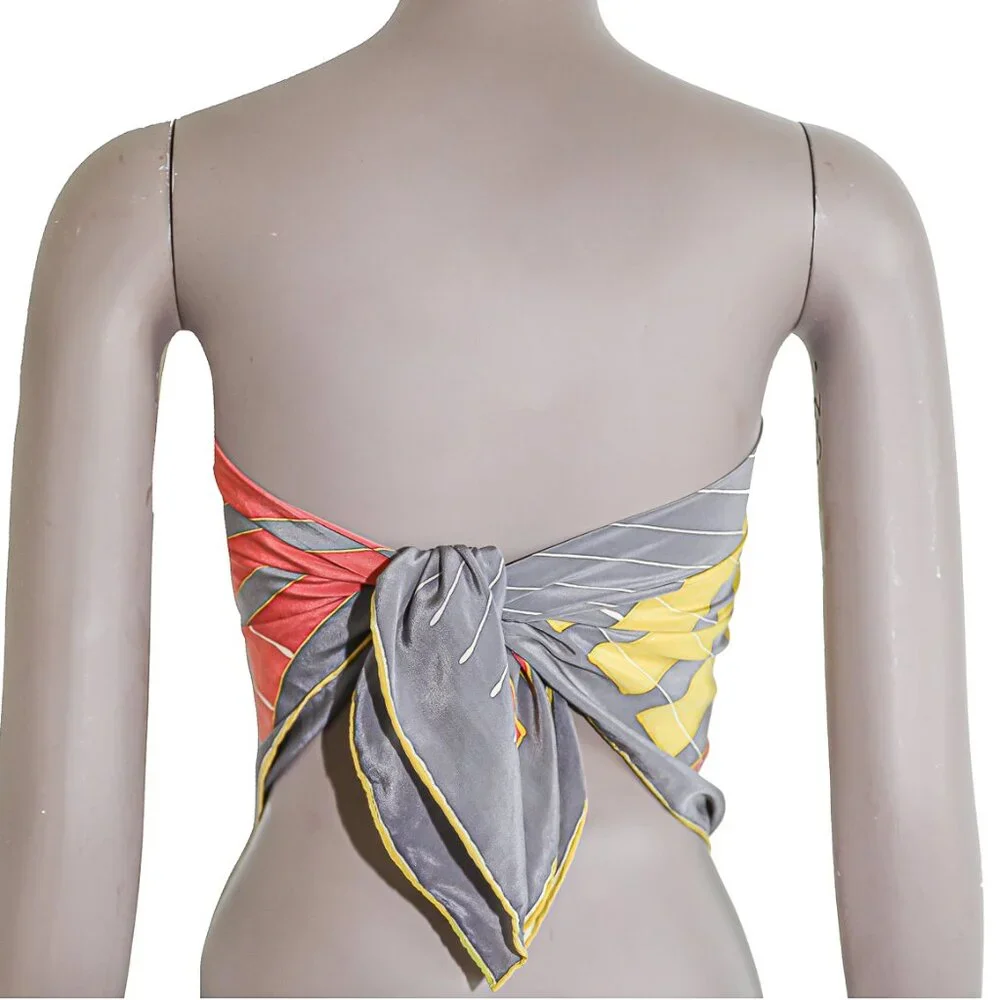Geometric Square Silk Scarf Vibrant & Luxurious Accessory Perfect‎ for Travel